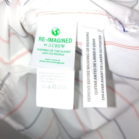 J.Crew Classic White with Black and Red Stripe Button Up Shirt Size 8 New/No Tag - Picture 6 of 11